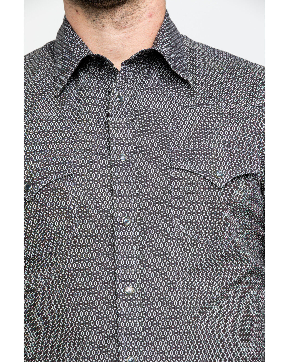 Image #4 - Rock & Roll Denim Men's Brown Washed Poplin Print Long Sleeve Western Shirt, Brown, hi-res