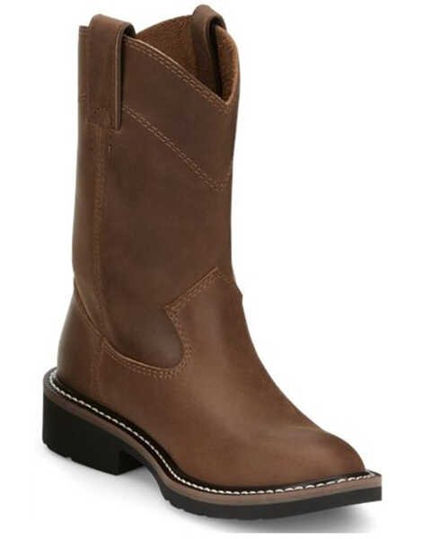 Justin Boys' Roper Western Boots - Round Toe , Brown, hi-res