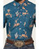 Image #3 - Rock & Roll Denim Men's Tek Bronco Print Short Sleeve Pearl Snap Western Shirt, Dark Teal, hi-res