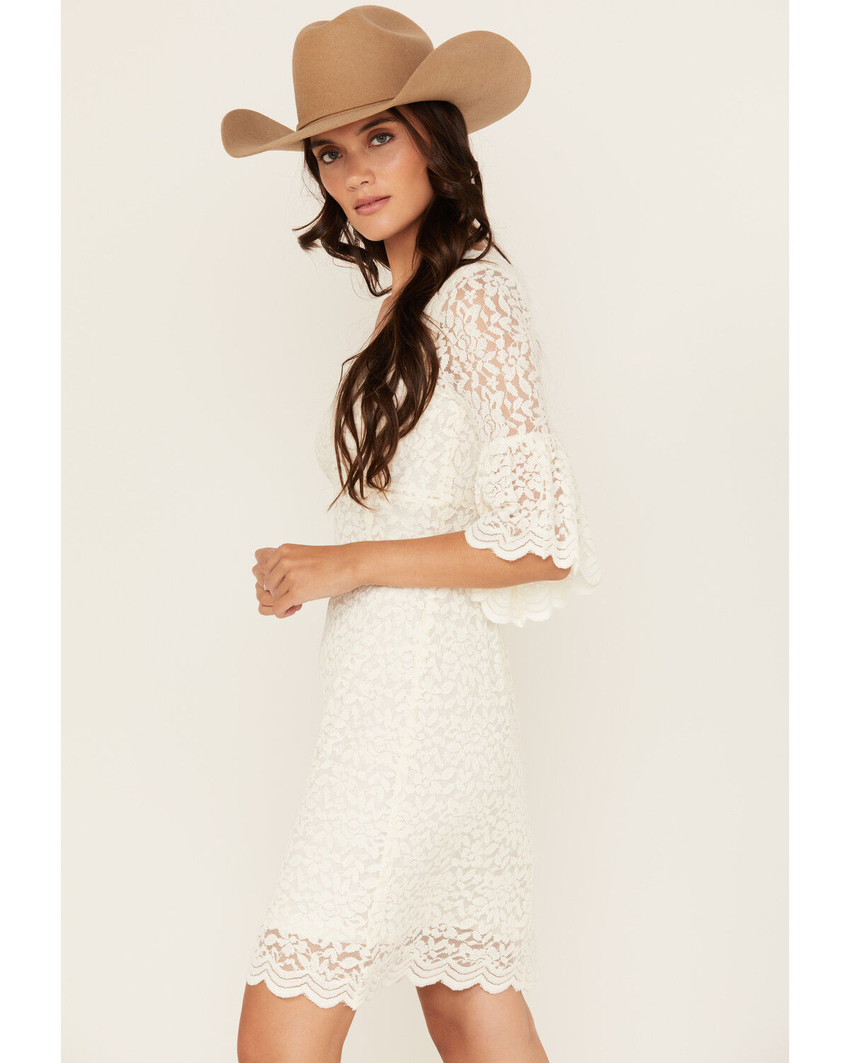 Image #2 - Shyanne Women's Lace Bell Sleeve Mini Dress, Off White, hi-res