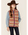Image #1 - Hooey Girls' Serape Print Reversible Zip-Front Fleece Vest, Purple, hi-res