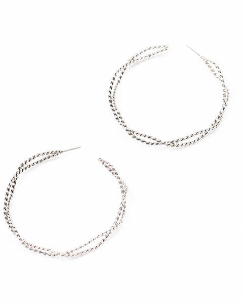 Idyllwind Women's Spiraling Out Silver Hoop Earrings, Silver, hi-res