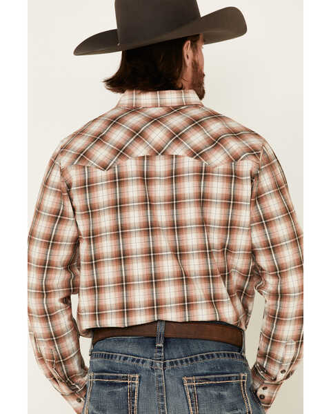 Image #4 - Outback Trading Co. Men's Brown Logan Performance Plaid Long Sleeve Western Flannel Shirt, Brown, hi-res