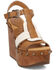 Image #1 - Dingo Women's Cosmo Wooden Wedge Sandals, Tan, hi-res