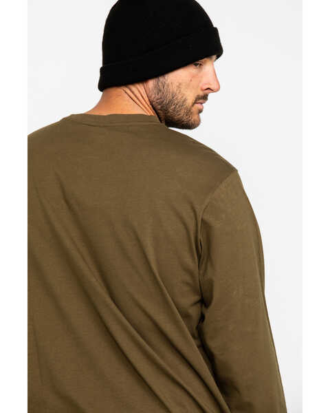 Hawx Men's Olive Pocket Long Sleeve Work T-Shirt , Olive, hi-res