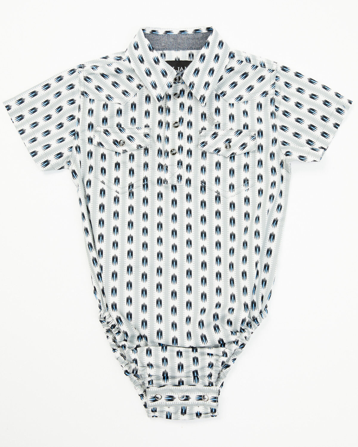 Image #1 - Cody James Infant Boys' Striped Geo Print Short Sleeve Snap Onesie, , hi-res
