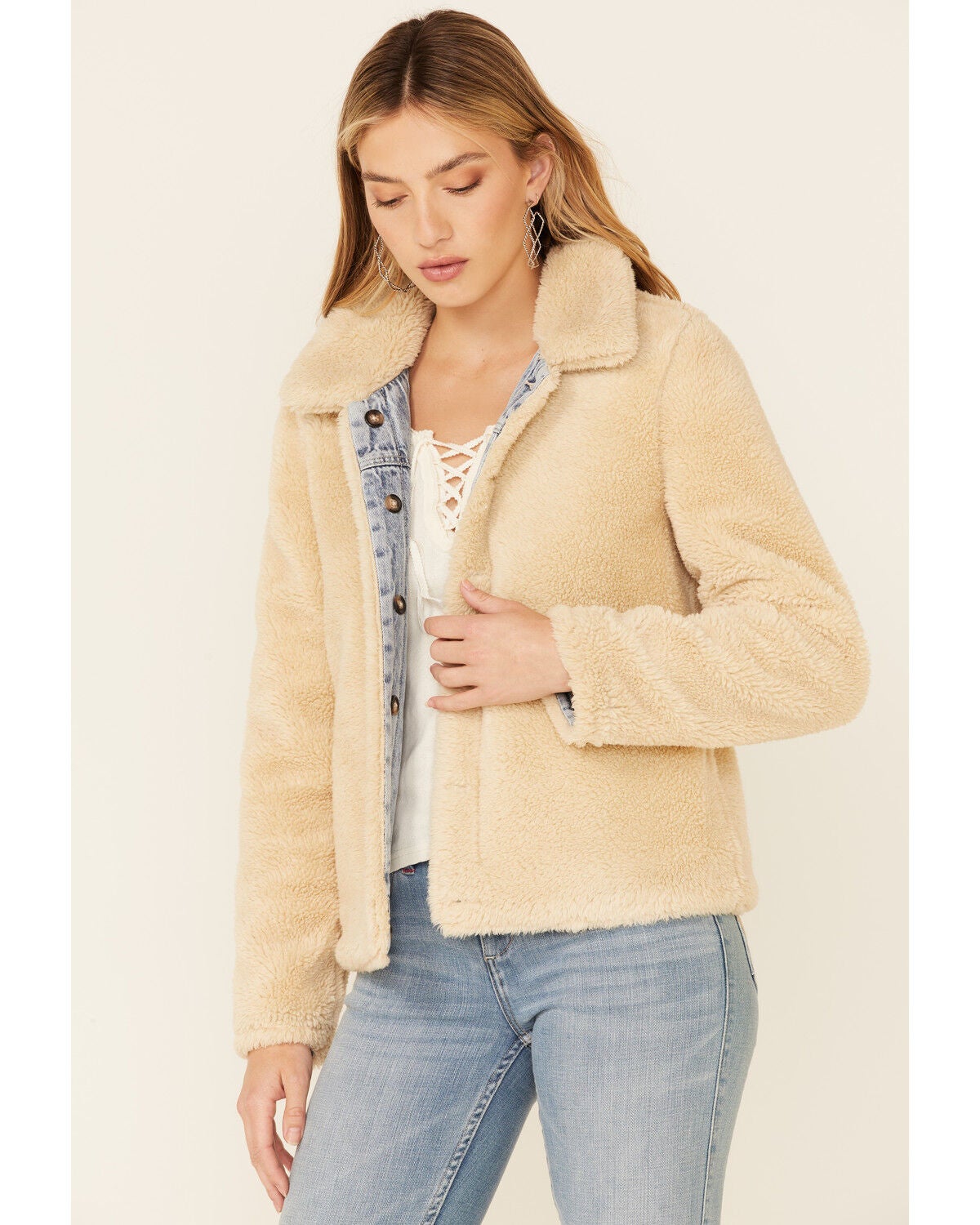Image #3 - Idyllwind Women's Pony Up Light Wash Reversible Denim Sherpa Jacket , , hi-res