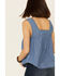 Image #4 - Wrangler Retro Women's Americana Chambray Embroidered Neck Tank Top, Blue, hi-res