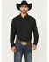 Image #1 - RANK 45® Men's Remming Solid Long Sleeve Snap Performance Western Shirt, Black, hi-res