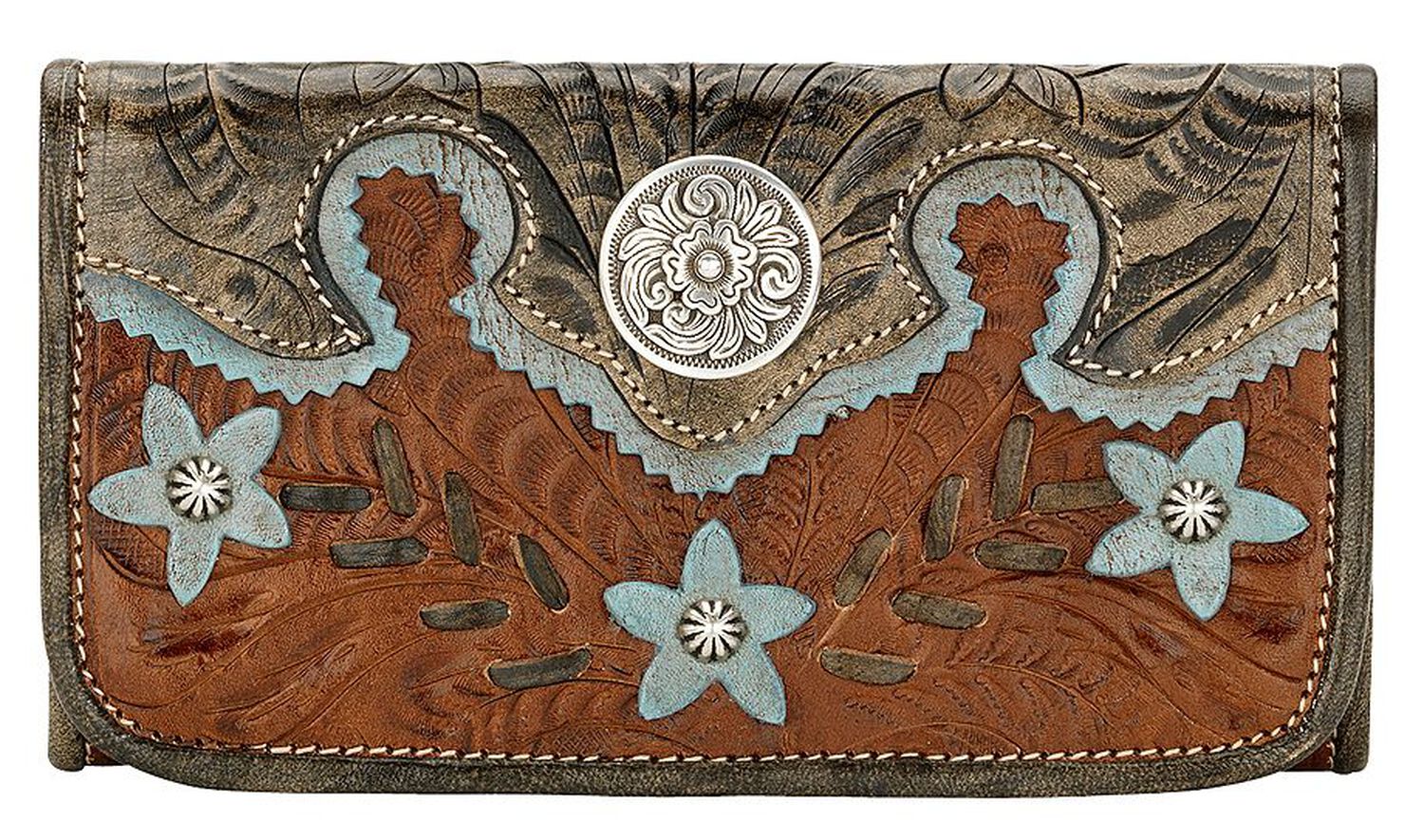 Image #1 - AW Desert Wildflower Tri-Fold Wallet, Brown, hi-res