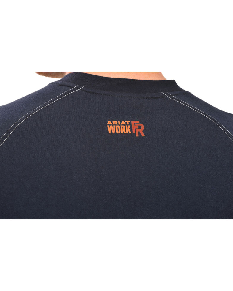 Ariat Men's FR Workwear Crew Long Sleeve Work T-Shirt - Big & Tall, Navy, hi-res
