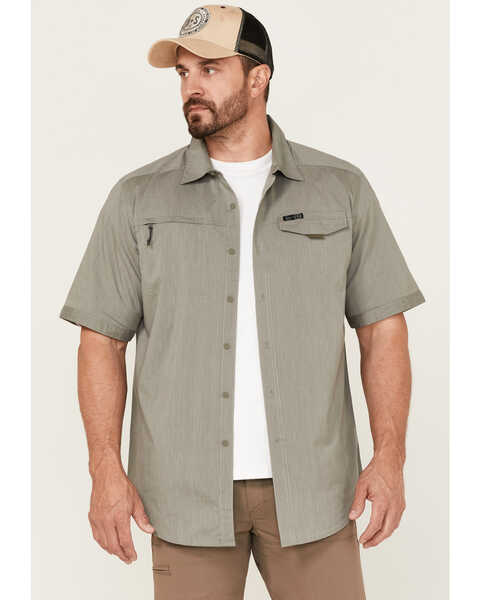 Wrangler ATG Men's Asymmetrical Zip Pocket Woven Shirt , Olive, hi-res