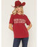 Image #1 - Shyanne Women's Drink Whiskey Kiss Cowboys Short Sleeve Graphic Tee, Burgundy, hi-res