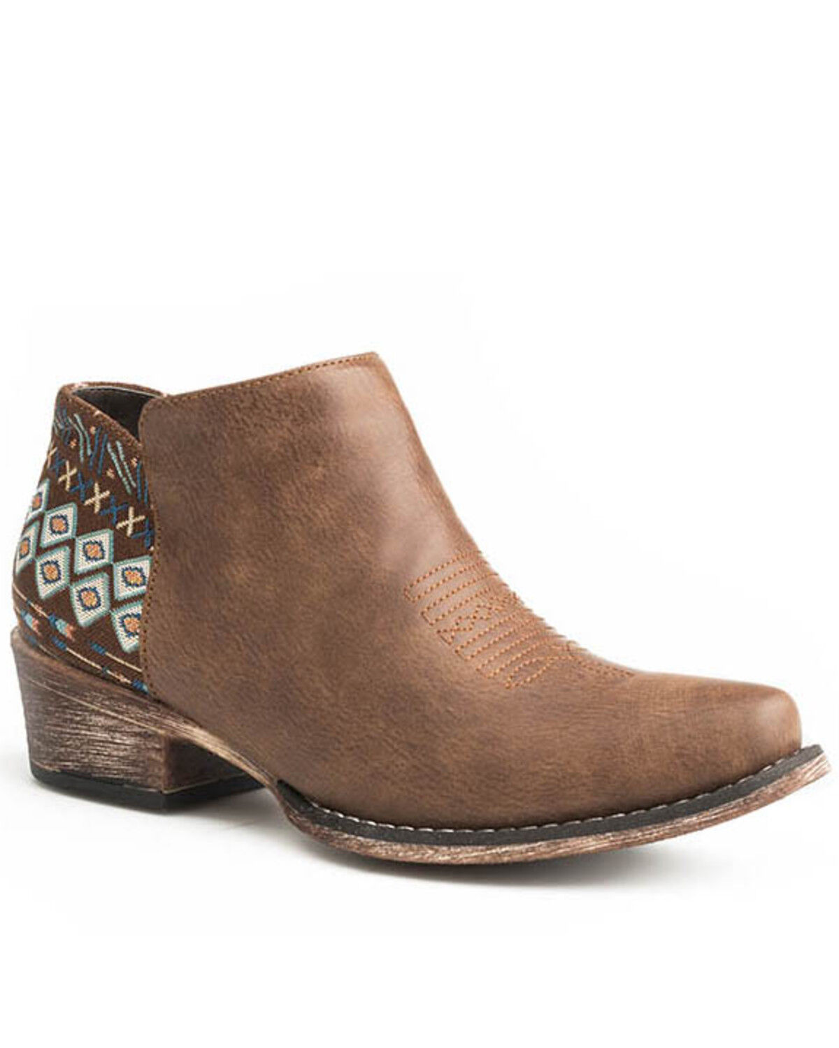 Image #1 - Roper Women's Southwestern Counter Fashion Booties - Snip Toe, Brown, hi-res