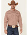 Cowboy Hardware Men's Orange Diamond Geo Print Long Sleeve Snap Western Shirt , Multi, hi-res