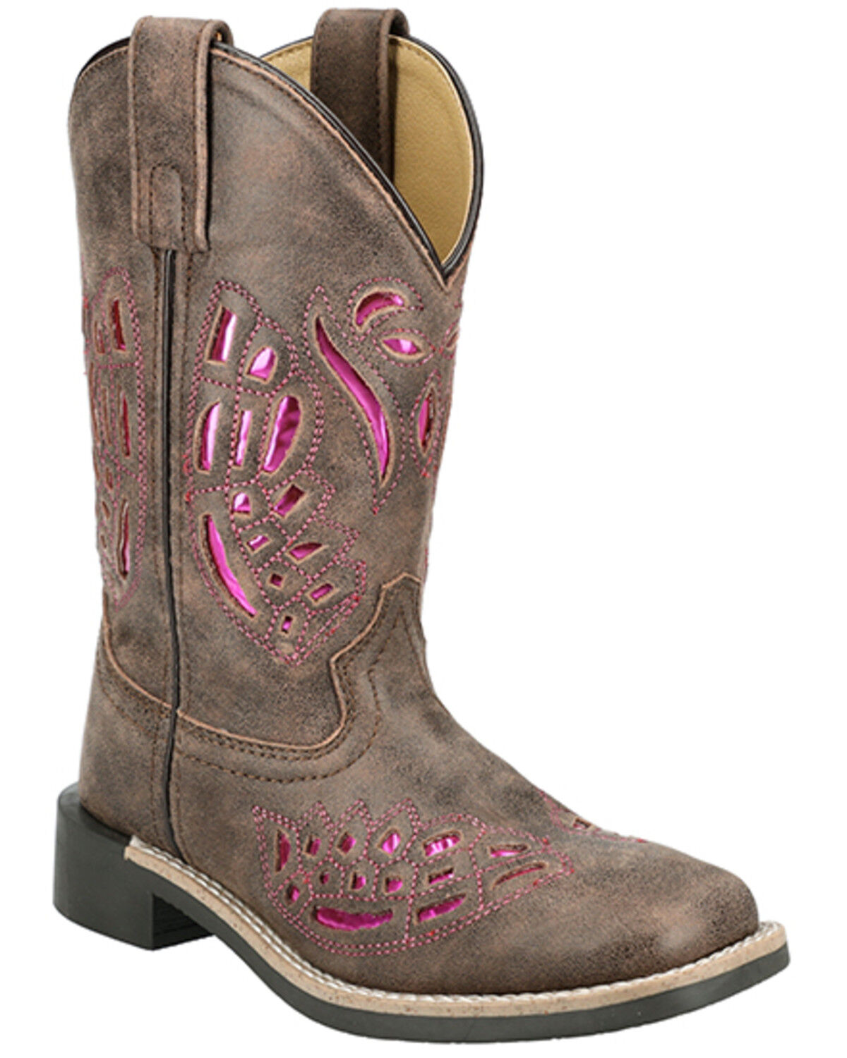 Image #1 - Smoky Mountain Girls' Trixie Western Boots - Broad Square Toe, Brown, hi-res