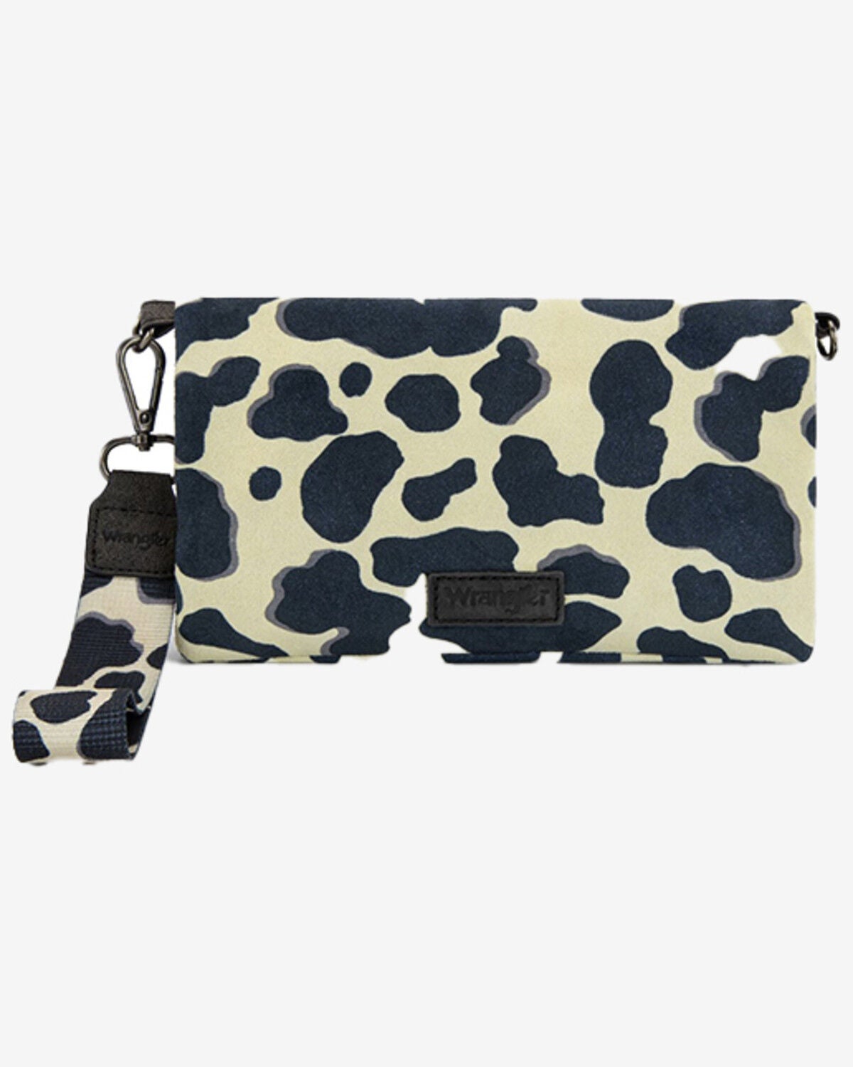 Image #1 - Wrangler Women's Cow Print Wristlet Crossbody, Black, hi-res