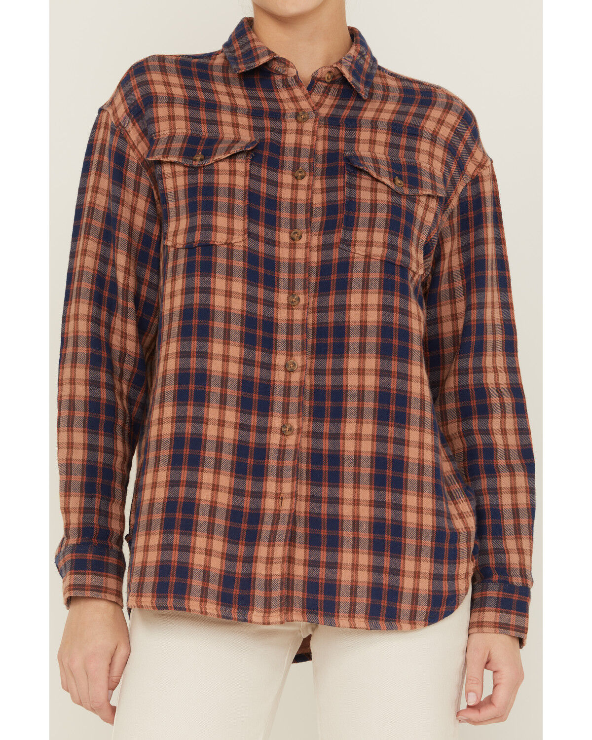 Image #3 - Cleo + Wolf Women's Breezy Springs Plaid Print Flannel Shirt, Beige/khaki, hi-res
