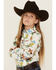 Image #2 - Cruel Girl Girls' Printed Long Sleeve Rhinestone Snap Western Shirt, Cream, hi-res