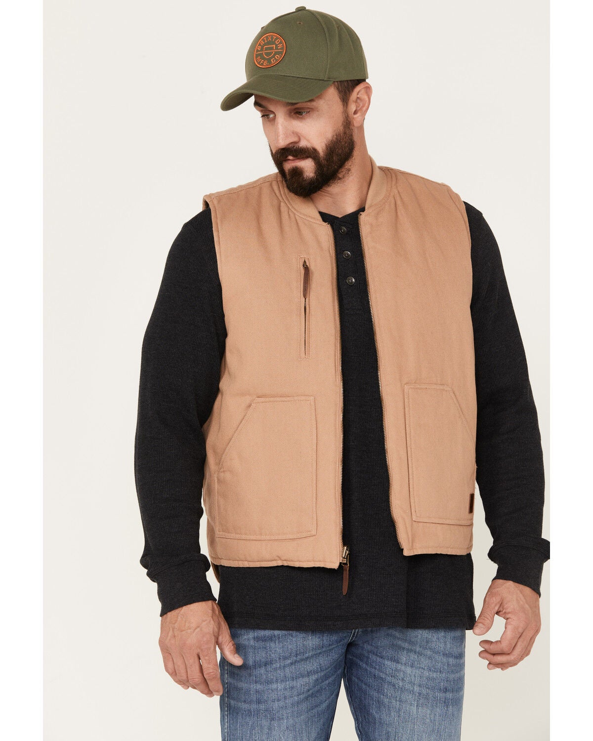 Brixton Men's Abraham Reversible Vest, Beige/khaki, hi-res