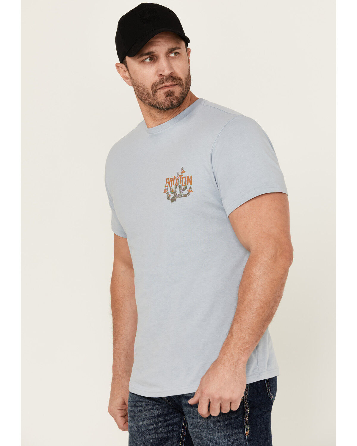 Image #2 - Brixton Men's Valley Cactus Short Sleeve Graphic T-Shirt, Light Blue, hi-res