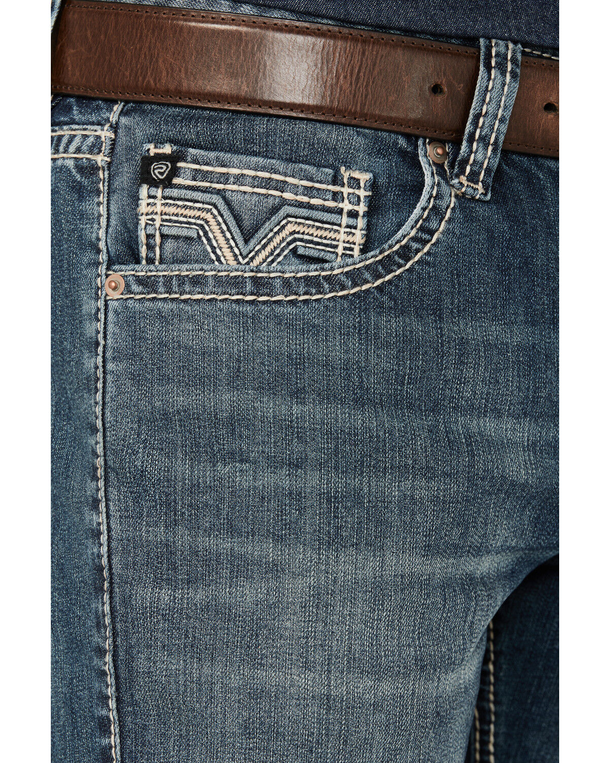 Image #2 - Rock & Roll Denim Men's Pistol Dark Vintage Wash Straight Stretch Denim Jeans, Dark Medium Wash, hi-res