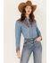 Image #1 - Scully Women's Floral Embroidered Western Shirt, Blue, hi-res