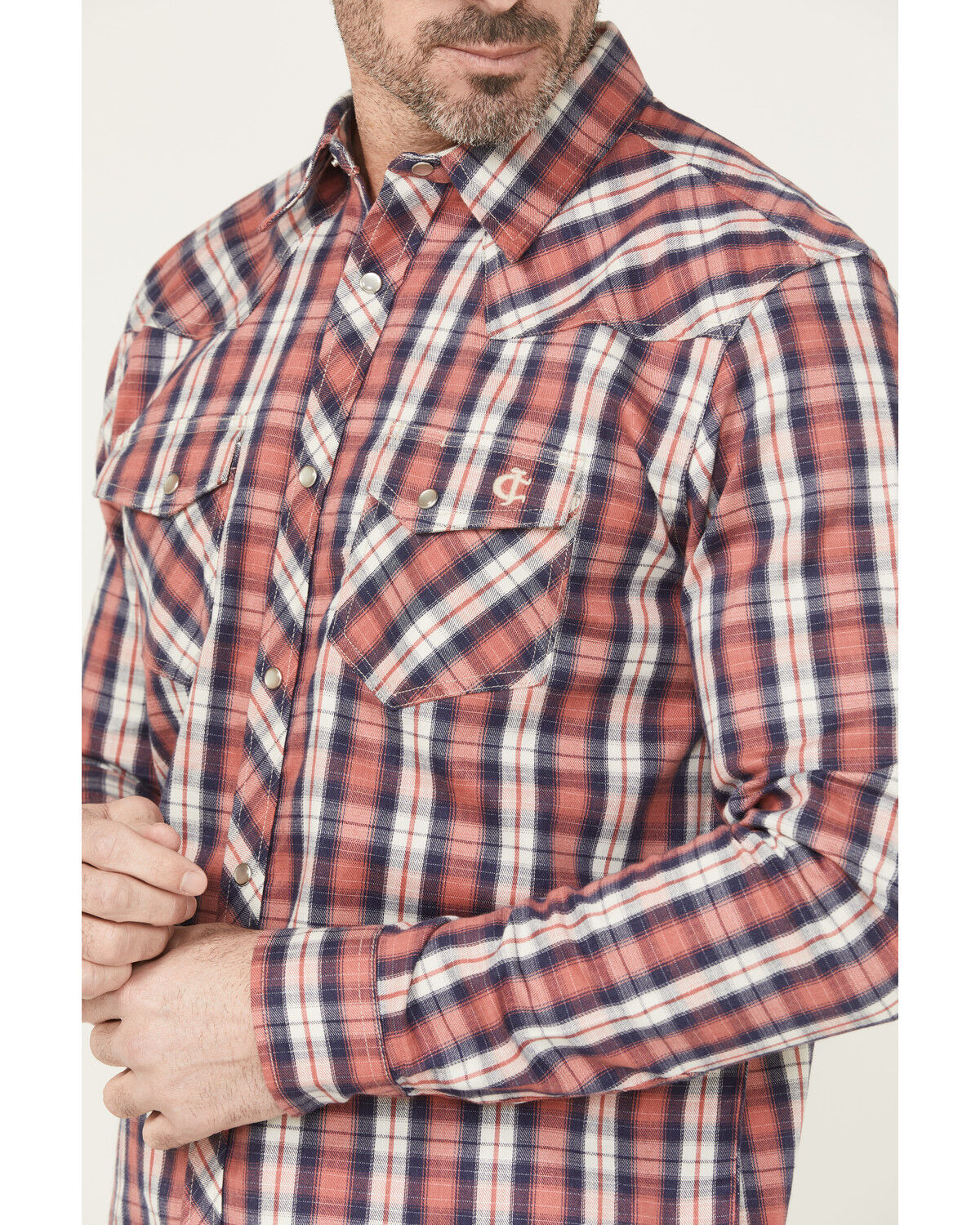 Image #3 - Cody James Men's FR Plaid Print Long Sleeve Snap Work Shirt, Red, hi-res