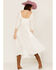 Image #4 - Free People Women's Wedgewood Embroidered Long Puff Sleeve Midi Dress, Ivory, hi-res