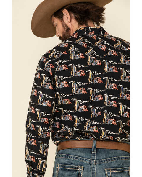 Image #5 - Dale Brisby Men's Cactus Print Long Sleeve Snap Western Shirt , Black, hi-res