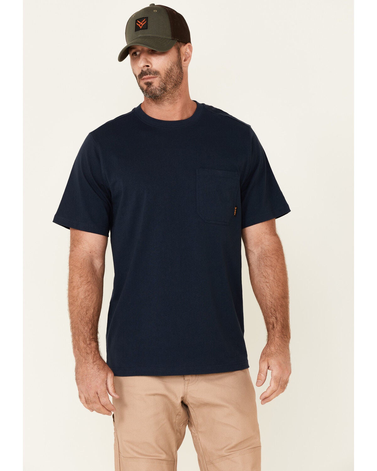 Hawx Men's Solid Navy Forge Short Sleeve Work Pocket T-Shirt - Tall, Navy, hi-res