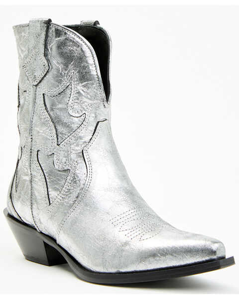 Free People Women's Way Out West Metallic Western Boots - Snip Toe , Silver, hi-res