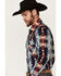 Image #2 - Rock & Roll Denim Men's Southwestern Print Long Sleeve Snap Stretch Western Shirt, Navy, hi-res