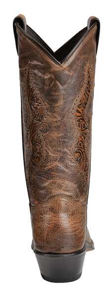 Image #7 - Abilene Women's Hand Tooled Inlay Western Boots - Snip Toe, Brown, hi-res