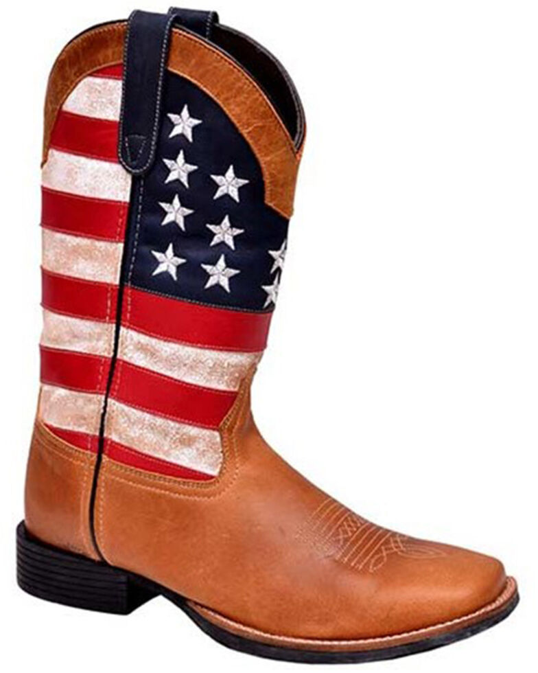 Roper Men's Patriotism Oiled Vamp Performance Western Boots - Fashion Square Toe , Tan, hi-res