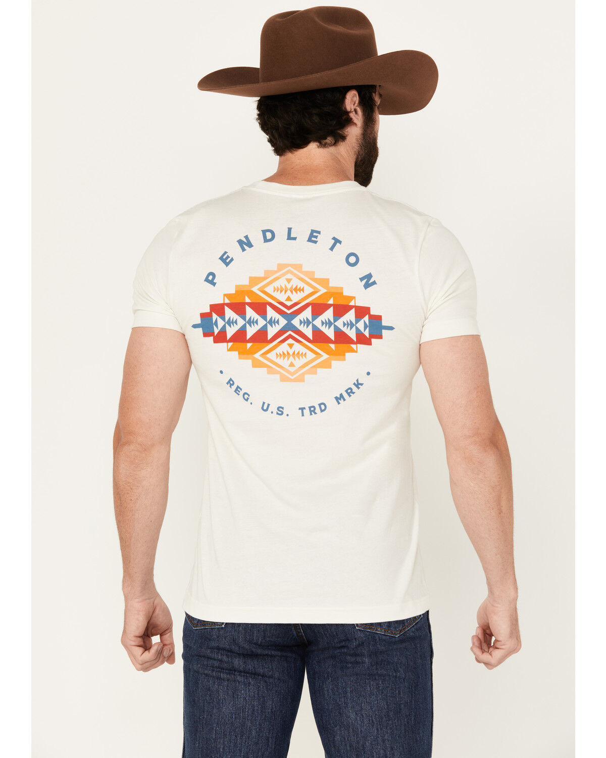 Image #1 - Pendleton Men's Boot Barn Exclusive Pinto Mountains Short Sleeve Graphic T-Shirt, Off White, hi-res