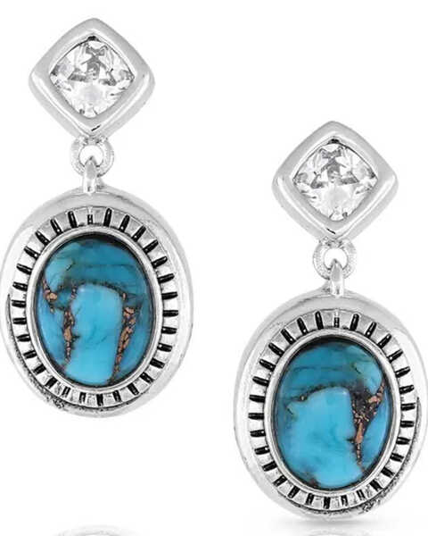 Montana Silversmiths Women's Open Night Sky Turquoise Earrings, Silver, hi-res