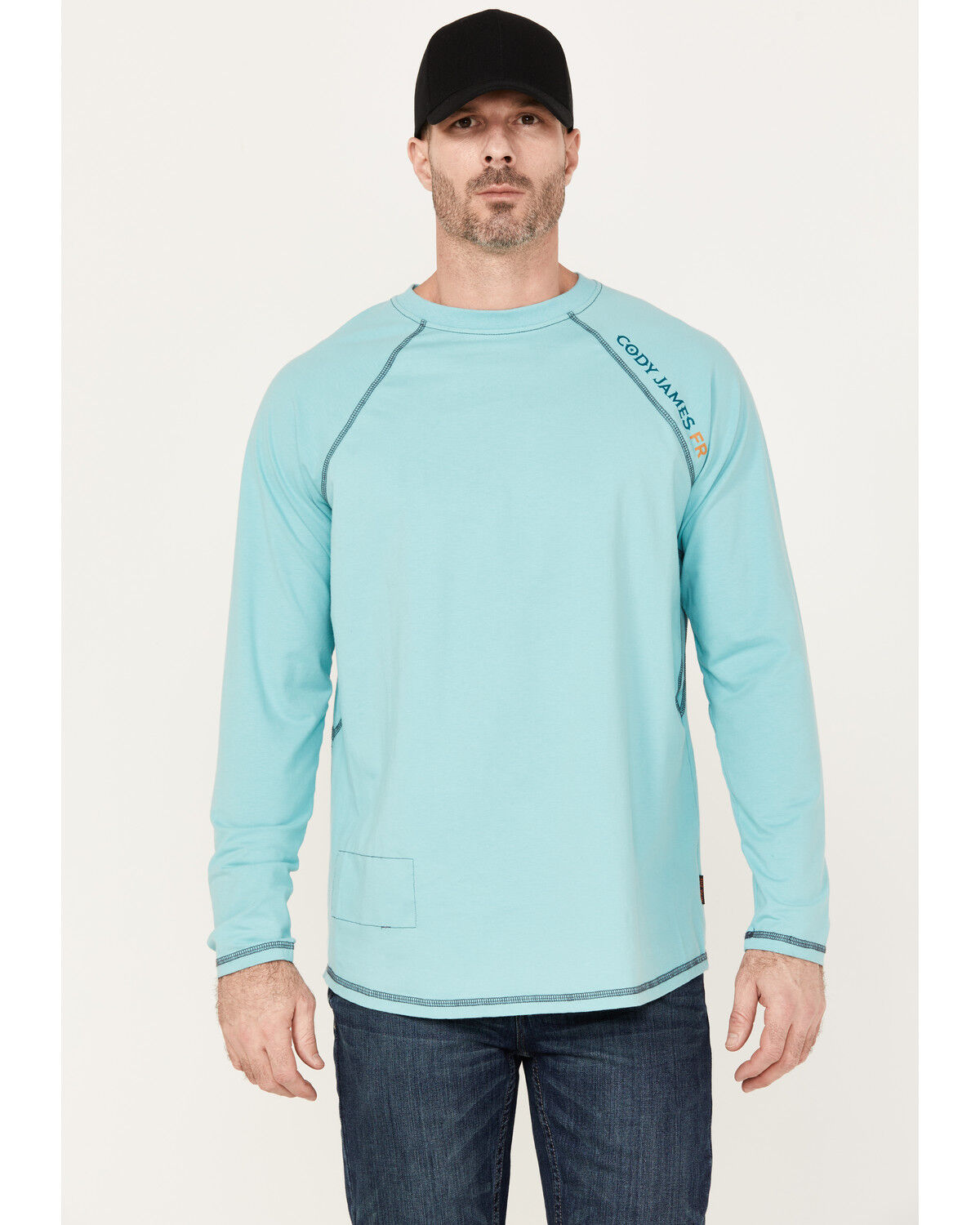 Image #1 - Cody James Men's FR Solid Long Sleeve Raglan Work T-Shirt, Teal, hi-res