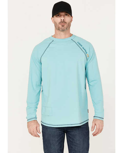 Cody James Men's FR Solid Long Sleeve Raglan Work T-Shirt , Teal, hi-res