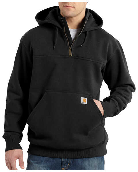 Carhartt Men's Rain Defender Paxton Hooded Zip Mock Work Sweatshirt, Black, hi-res