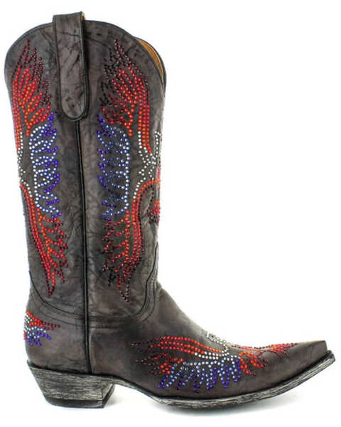 Image #2 - Old Gringo Women's Eagle Crystals Western Boots - Snip Toe, Red/white/blue, hi-res