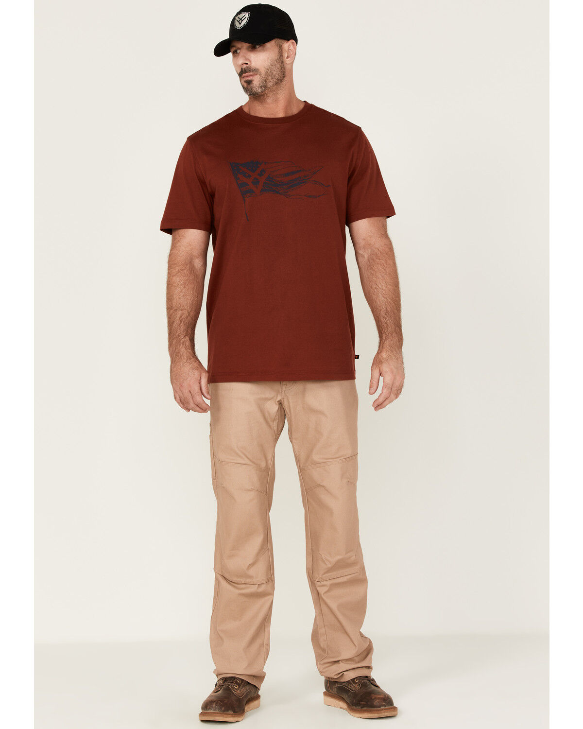 Image #2 - Hawx Men's Flying Flag Graphic Work T-Shirt, Dark Red, hi-res