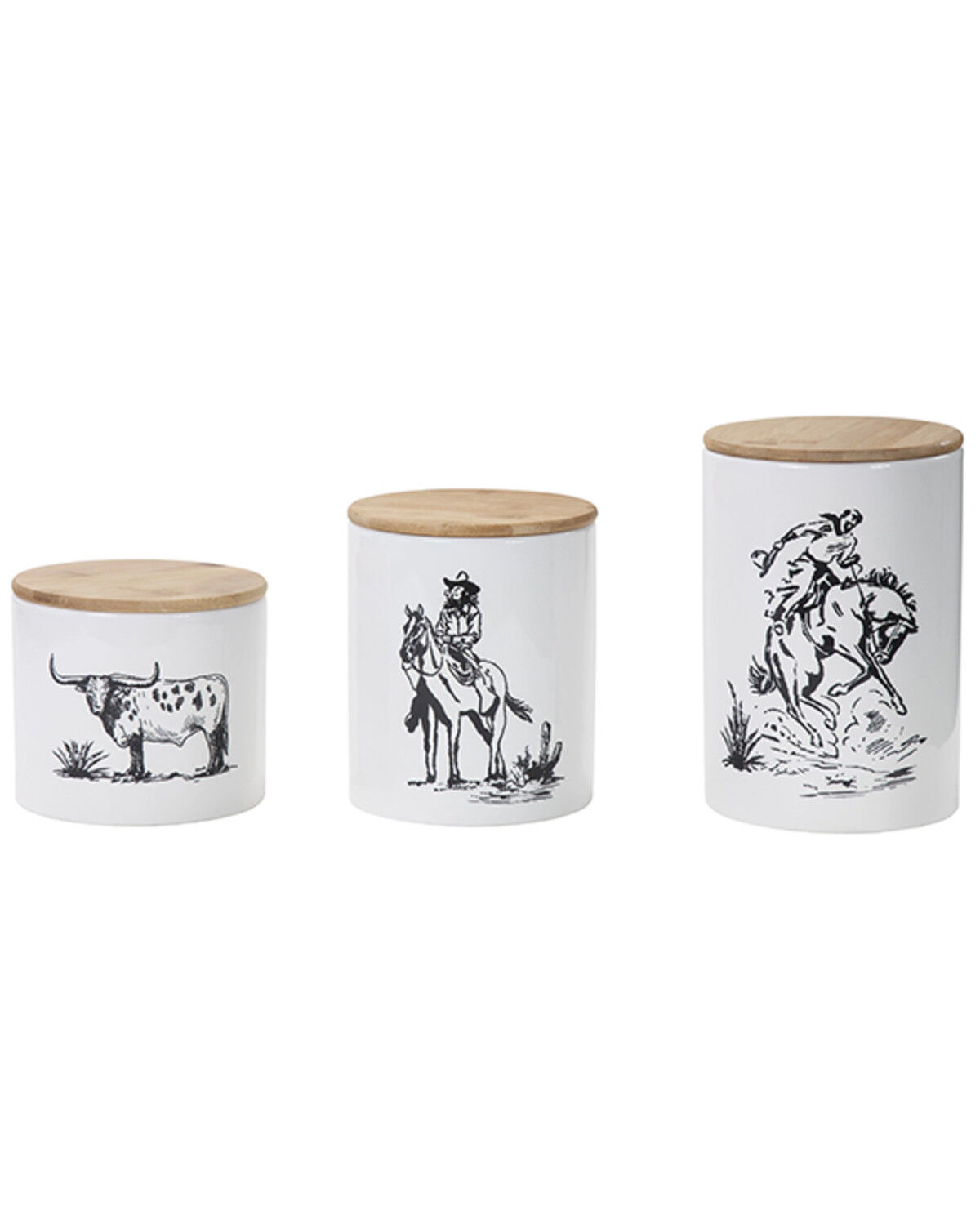 Image #1 - HiEnd Accents Ranch Life 3pc Canister Set, Black/white, hi-res