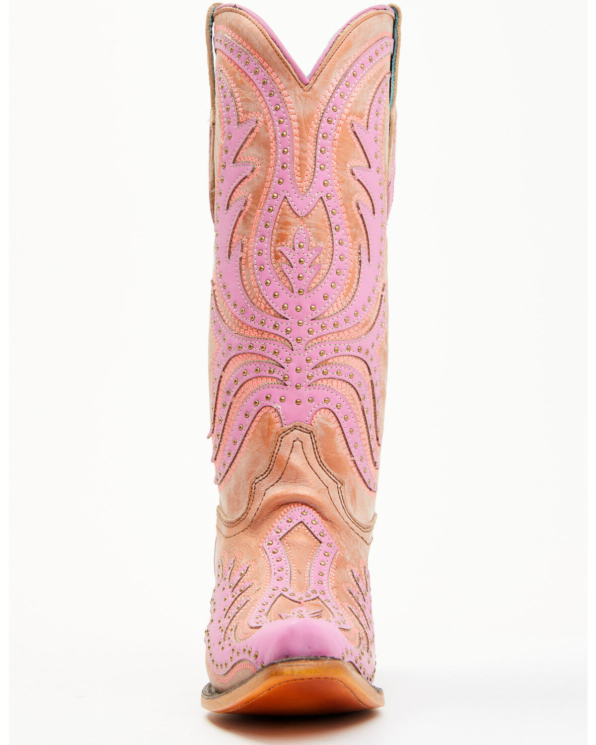 Image #5 - Corral Women's Studded Neon Blacklight Western Boots - Snip Toe, Pink, hi-res