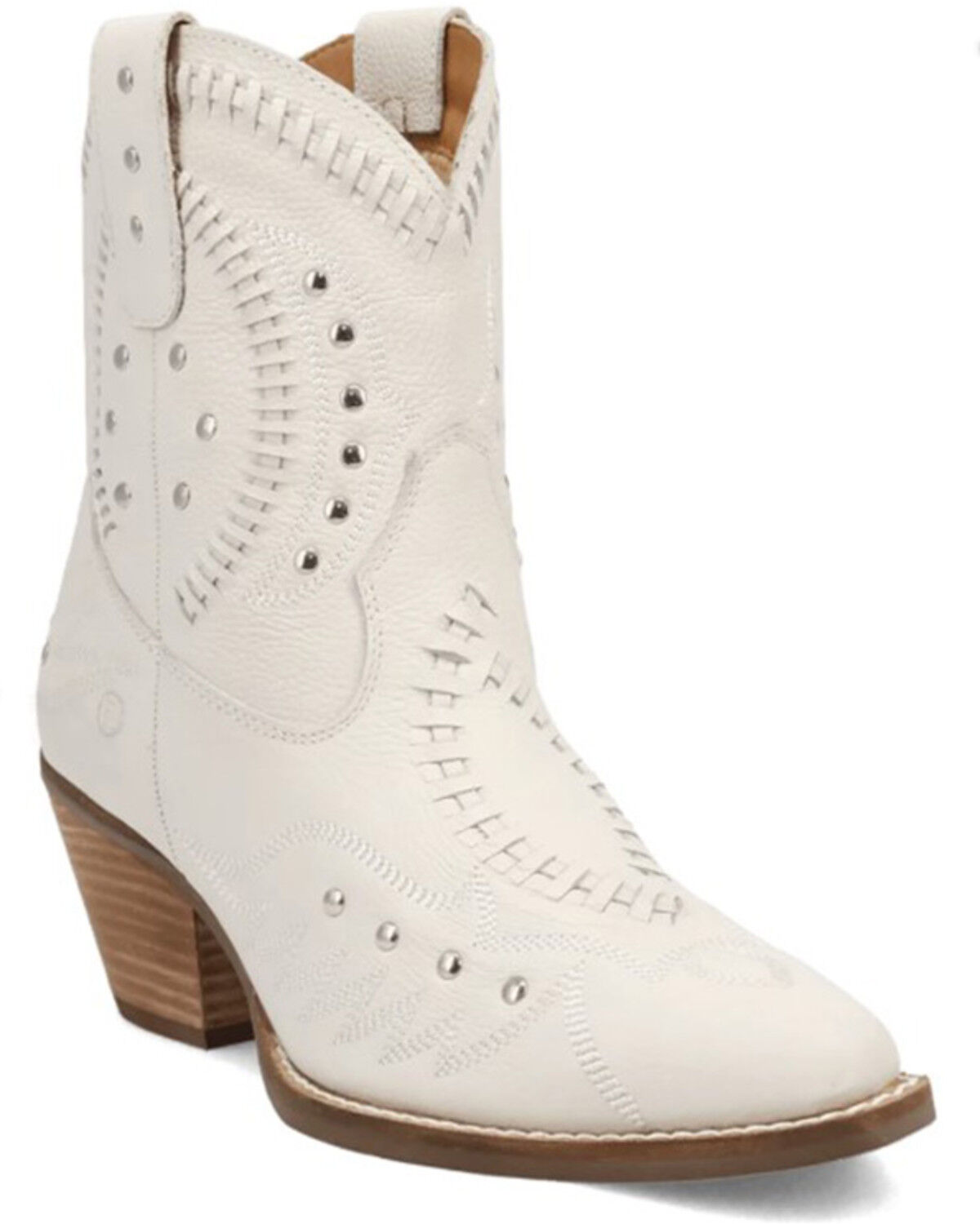 Image #1 - Dingo Women's Precious Western Booties - Snip Toe, White, hi-res