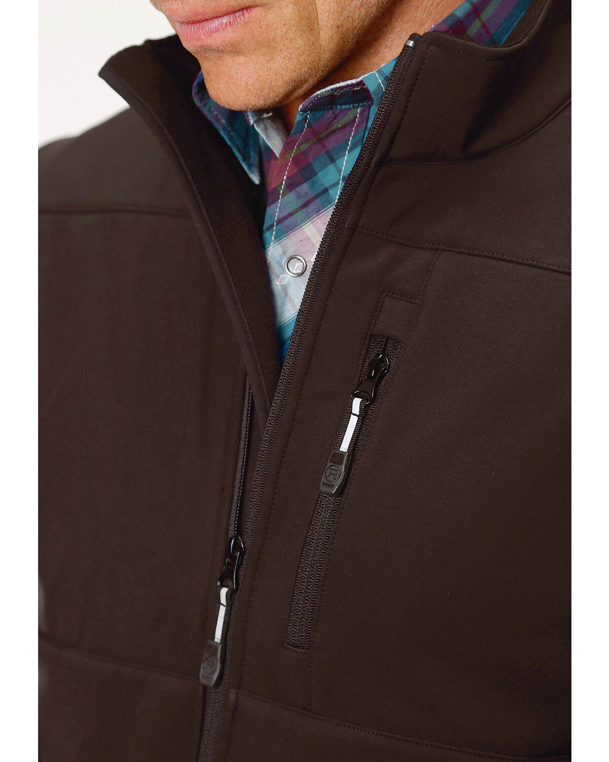 Image #2 - Roper Men's Concealed Carry Softshell Vest, Black, hi-res