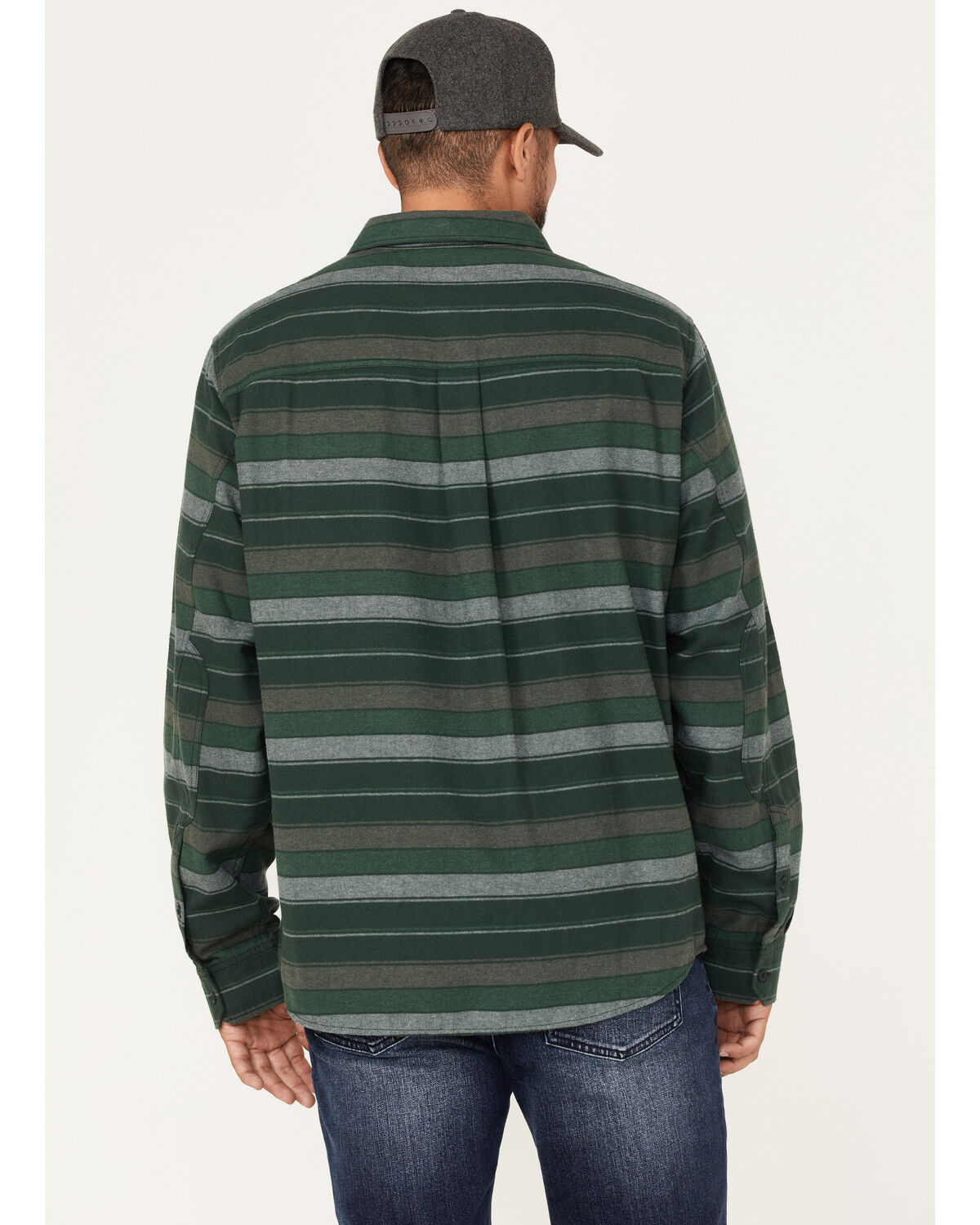 Image #4 - Brothers and Sons Men's Novelty Striped Long Sleeve Button Down Western Flannel Shirt, Forest Green, hi-res