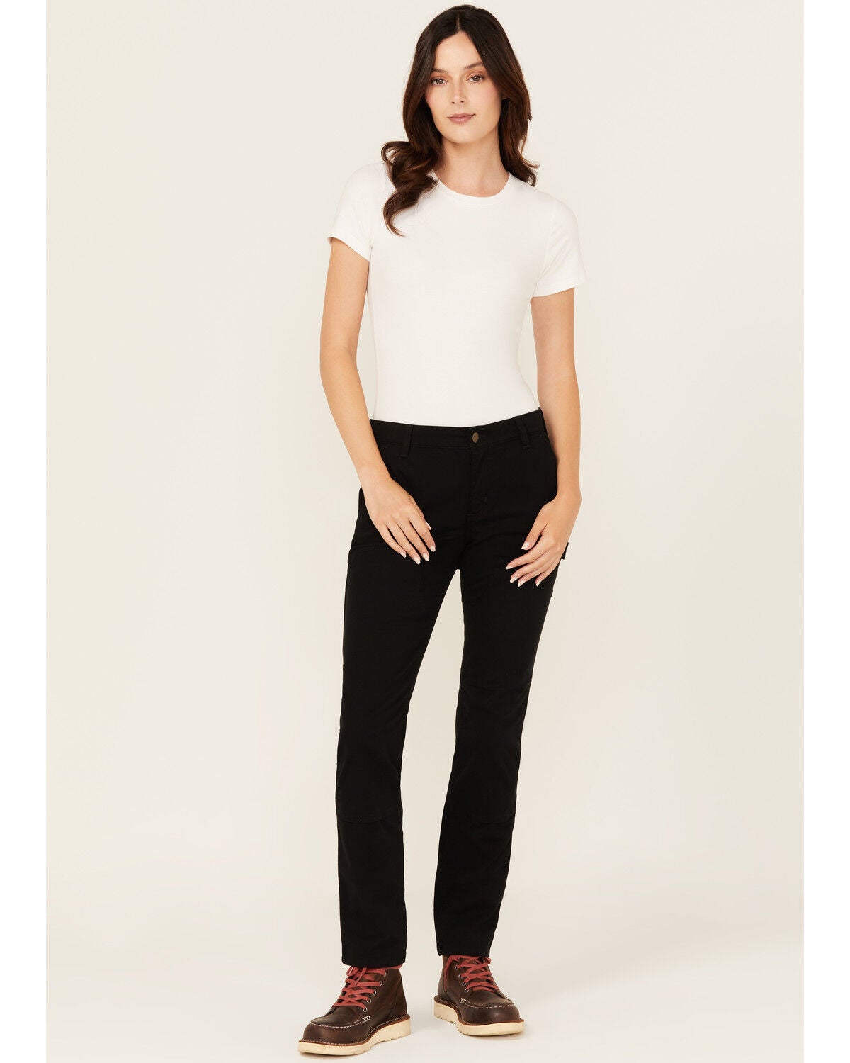 Carhartt Women's Rugged Flex&reg; Relaxed Fit Double-Knee Canvas Work Pants, Black, hi-res