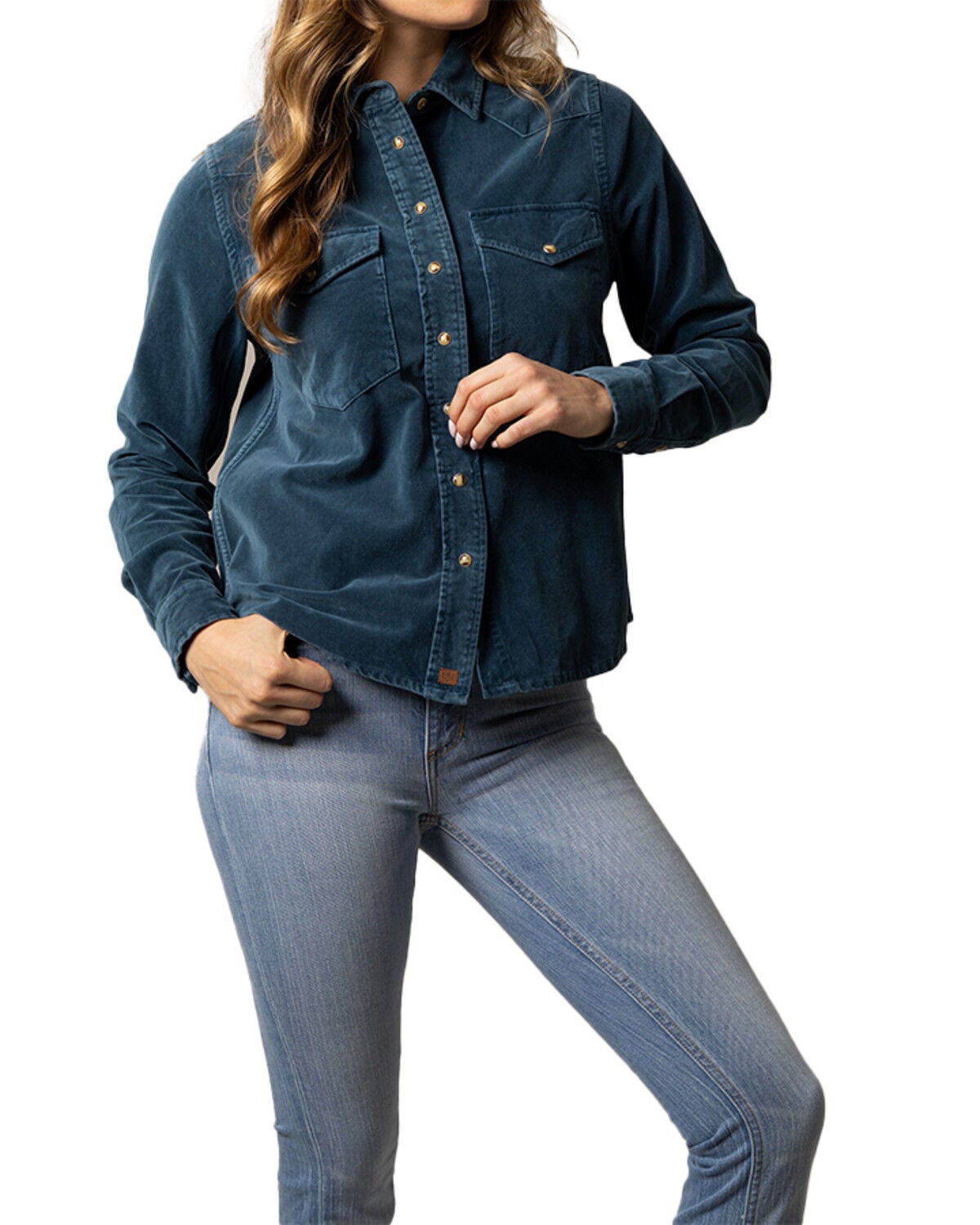 Image #1 - Kimes Ranch Women's Bonnie Relaxed Fit Long Sleeve Snap Western Shirt, Blue, hi-res