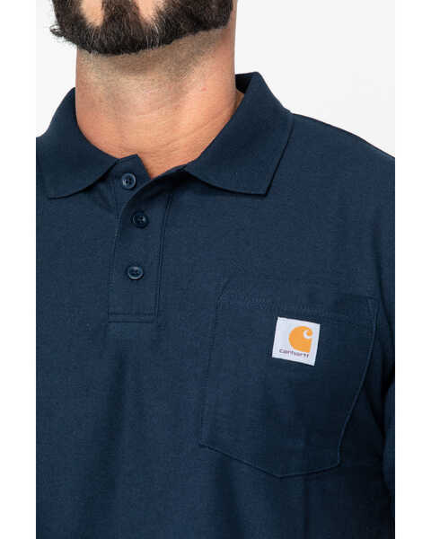 Image #5 - Carhartt Men's Contractors Pocket Short Sleeve Work Polo Shirt, Navy, hi-res